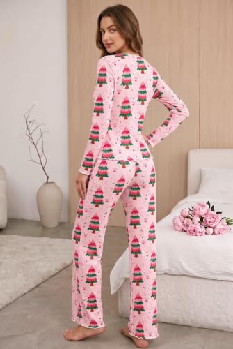 Ekouaer Women Fall Pajama Sets Cute V Neck Lounge Set Flared Wide Leg - image 5