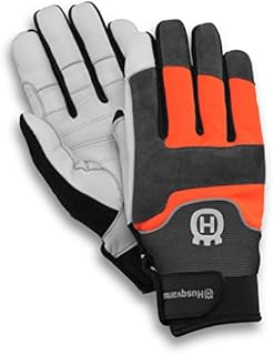 Husqvarna Technical Gardening Gloves Leather, Black Polyester, Grey, Orange