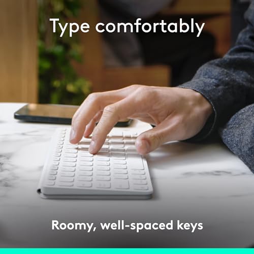 Image of Logitech Keys-to-Go 2 Portable Bluetooth Keyboard for Tablet with Built-in Cover, Slim and Compact Wireless Keyboard - Pale Grey (Renewed)