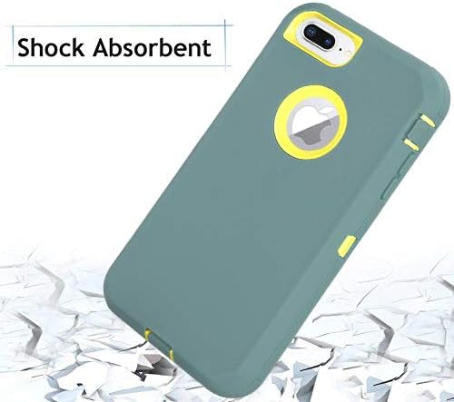 Case for iPhone 6S / iPhone 6,[Heavy Duty] Built-in Screen Protector Tough 3 in 1 Rugged Shorkproof Cover for Apple iPhone 6 / iPhone 6S (Dark Green/Yellow)