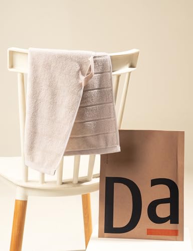 Image of DAMENSCH 100% Cotton Hand Towel, Super Soft Gym Towel for Men Workout, Ultra Absorbent Kitchen Towels Cotton, Quick Dry, Long Lasting Colours Hand Towel Set-Serenen Biege