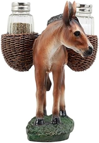 Miniatura 6 de Ebros - Alforjas rústicas de animales de granja de burro con figuras de especias, salero y pimentero, decoración de cocina, centro de mesa,