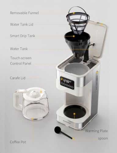 Image of SHARDOR 10-Cup Programmable Coffee Maker, Regular & Strong Brew Drip Coffee Machine for Home and Office, Auto Shut Off, Permanent Filter (Beige)