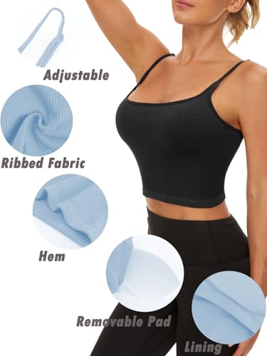 Image of Chilylori Seamless Sports Bra Cropped Tank Top with Adjustable Strap 2 Pack