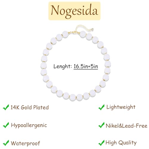 Nogesida Chunky Beaded Necklace for Women Big Large White Bead Bubble Choker Necklaces Trendy Summer Beach Beachy Womens Statement Charm Necklace Rainbow Resin Boho Jewelry Accessories Gift by Nogesida - Used condition - Image 5