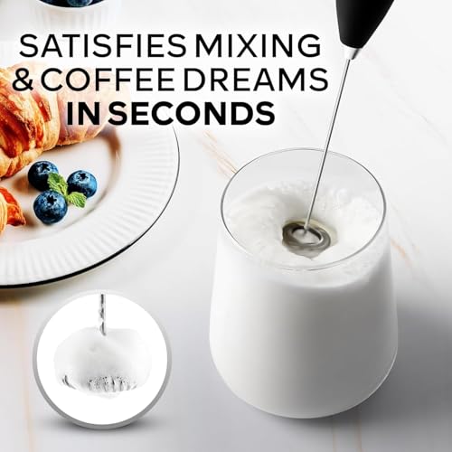 Image of OOTORO Milk Frother Handheld Electric Whisk Beater Foam Maker for Coffee Latte Cappuccino Hot Chocolate Mini Drink Mixer for Kitchen and Travel (Black)