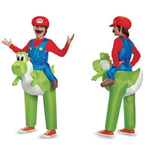 Disguise Super Mario Bros. Mario Riding Yoshi Inflatable Costume, Officially Licensed Super Mario Bros Costume for Kids, One Size