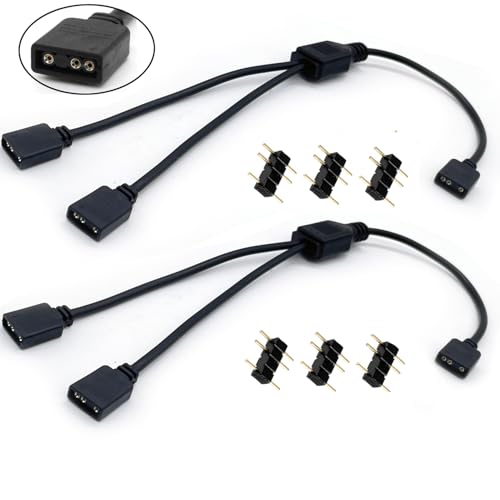 Dushochn ARGB Splitter Cable for Computer Chassis CPU Heat Sink and 5V ARGB Fan 5V 3Pin Addressable RGB 1 to 2 Splitter Cable 11.8IN/30CM. (2Pcs)