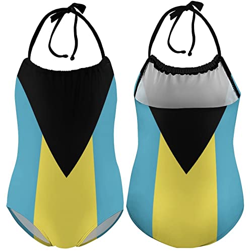 One-Piece Swimsuit Fashion Swimsuit Bahamas Flag Summer Swimwear Girls 12-14Y（170cm）3
