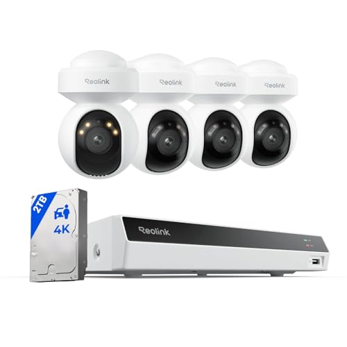 Reolink 4K Security Camera System with PT Auto-Tracking, 355°Pan...
