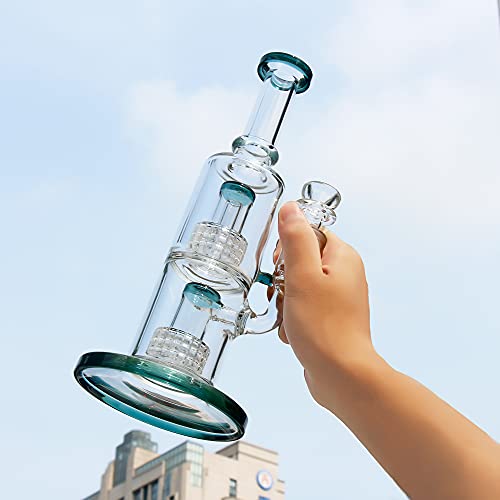 The7boX Dicke Bong Glas Wasserbongs gerade Wasserpfeife 18,8 mm Rig Rohre mit doppelschichtigem Filter dunkelgr¡§1n – Bild 7