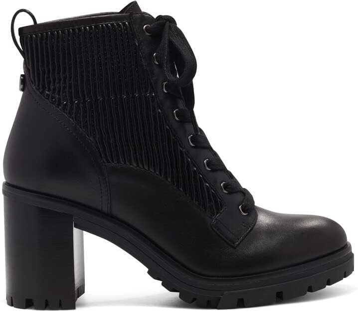 Vince Camuto Donna Black Lace Up Rounded Close Toe Block Heeled Fashion Boots