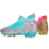 GEXECEUSS Big Boy's Soccer Shoes High Top Ankle Boots Turf Football Shoes High Gripping Power Cleats Soccer Boots for Men Outdoor Competition Training