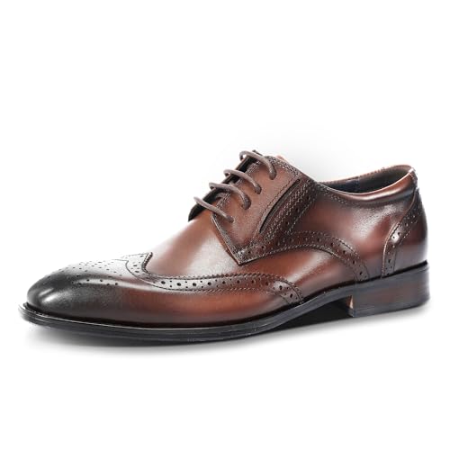 Allthemen Chaussure Homme Cuir Oxford Derby Formelle Brogue à Lacets pour Costume Mariage 40-45EU Marron 43 EU