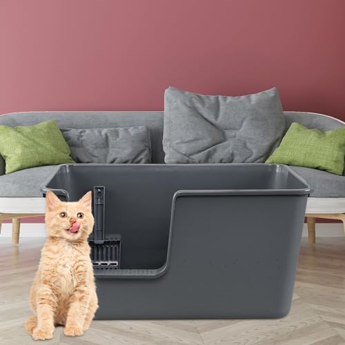 4 piezas arenero para gato grande con pala, gris miniatura 4