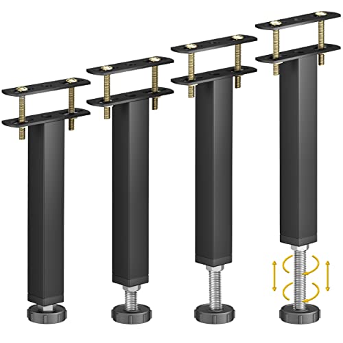 Wlrrcwdttc Adjustable Height Bed Frame Center Support Legs 10-12.8 Inch, Metal Bed Legs For Steel Bed Frame/Wooden Bed Center Slat/Furniture, Heavy Duty Bed Legs Replacement -Black Bed Legs Set Of 4 #TOP7