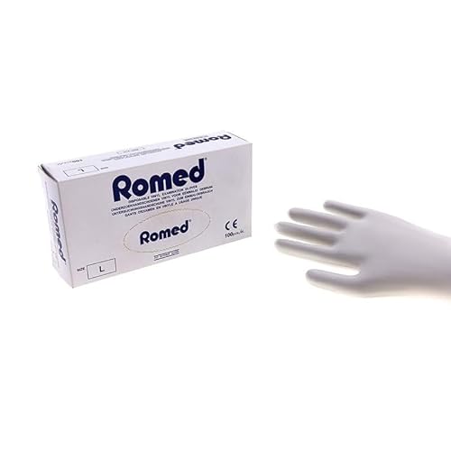 Romed Vinyl Gloves Non-Sterile Powdered L Pack of 100