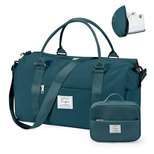 VGOCO Gym Bag Womens with Shoes Compartment Travel Duffel Bag Peacock Blue