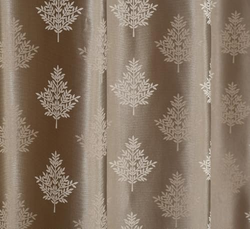 Image of Semi Room Darkening Curtains, Brown, Tree Print, 4x5 ft, Set of 2 Window Curtain