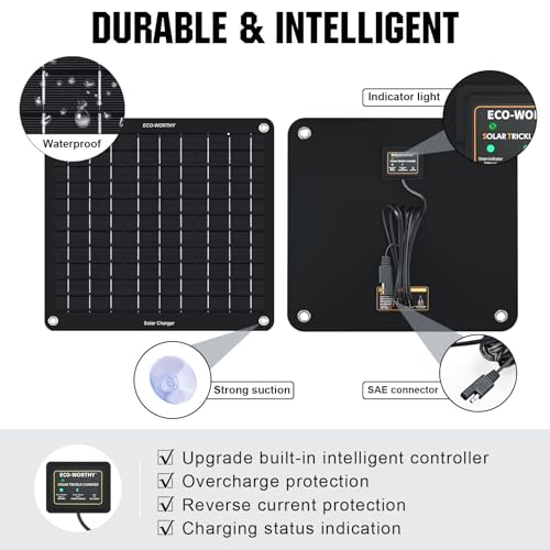 Eco-Worthy DZ-STC-10 10W Solar Car Battery Charger Maintainer 12V Waterproof Solar Panel Portable Solar Trickle Charger thumb #7