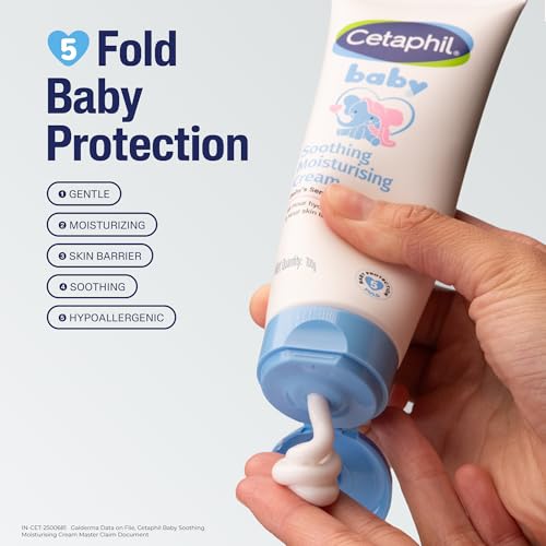 Image of Cetaphil Baby Soothing Moisturising Cream 100 g for Newborns & Babies | 48H Hydration & 8H Skin Barrier Protection | With Glycerin, Sunflower Seed Oil & Sweet Almond Oil | Gentle Face & Body Moisturiser