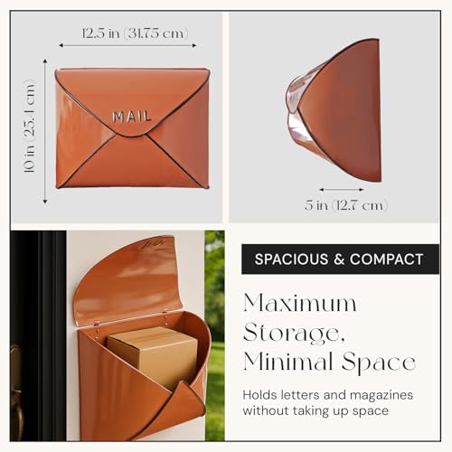 NACH Wall Mount Mailboxes for Outside, 10.2 x 13 x 4.7 inch Terracotta Wall Mailboxes for Outside, Waterproof Mailboxes for Outside - Envelope Mailbox
