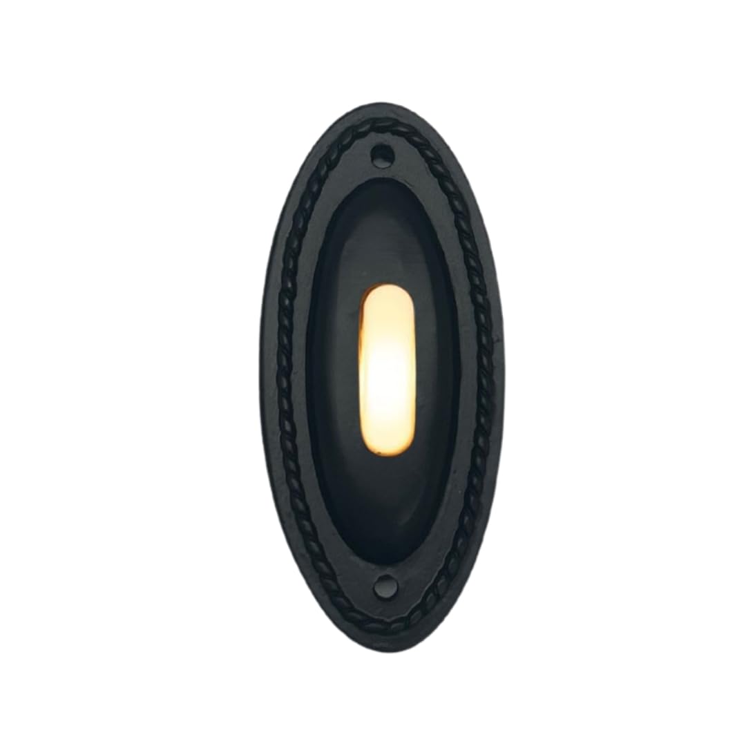 Matte Black Wired Doorbell Button - Modern Oval Design With Soft Led Light - View #8