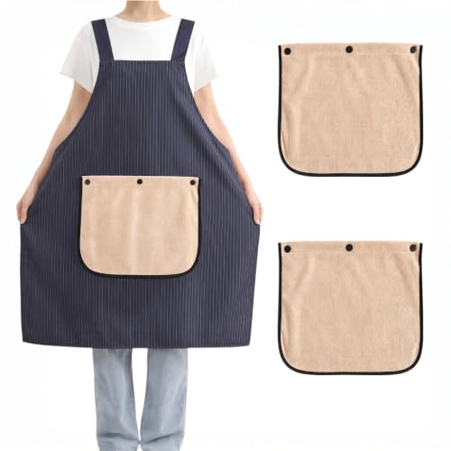 Bekecidi Tablier Cuisine Étanche Bleu Marine avec 2 Serviettes Détachables