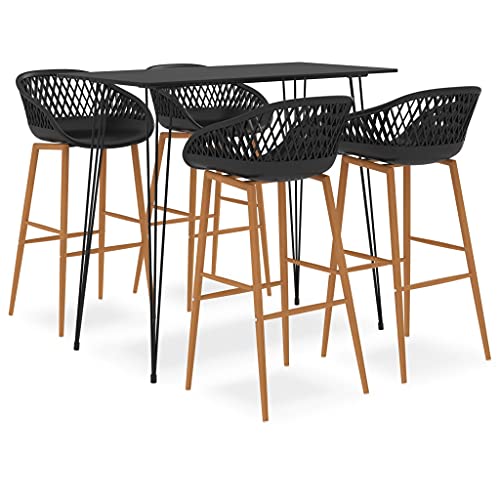 WKIEQACO Juego de muebles de cocina y comedor, juego de bar de 5 piezas, color negro