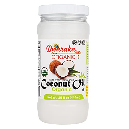 Dwaraka Organic - Extra Virgin Coconut Oil, 15 Fl Oz, Healthy, Organic, Non Gmo, All Natural #TOP5