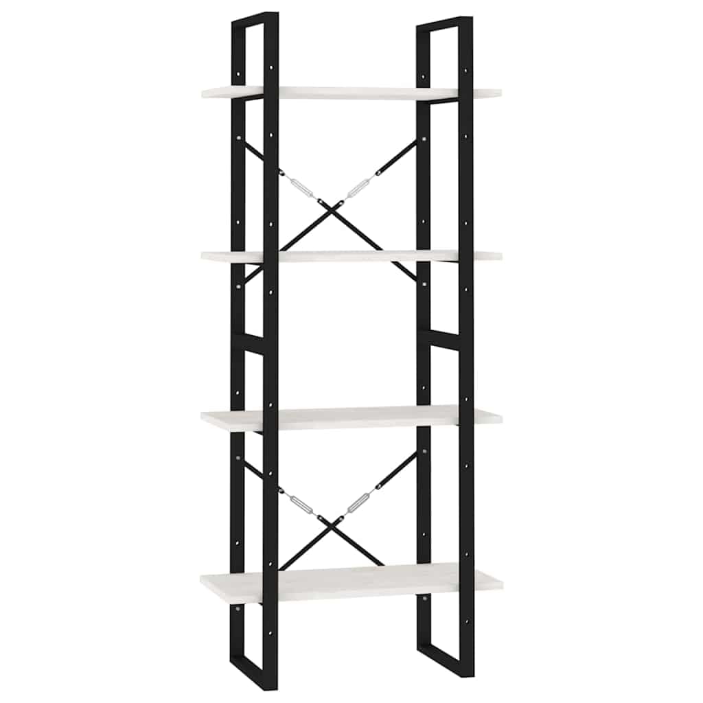 Scaffale a 4 scomparti, bianco, 60 x 30 x 140 cm, in legno