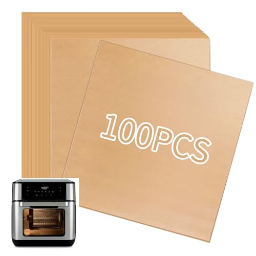 Air Fryer Paper Liners, 100 PCS Unbleached Parchment Paper Air Fryer Liners Disposable Compatible...