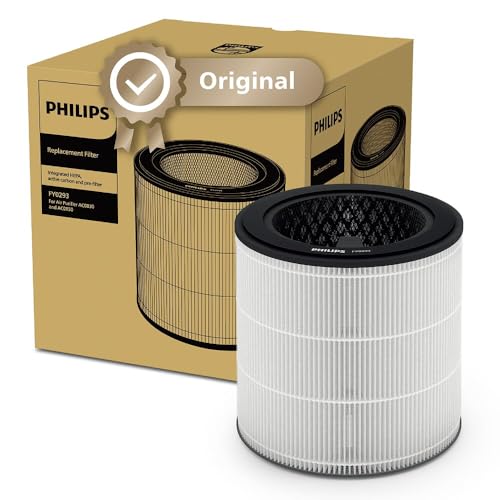 Philips Filtro de Repuesto Original para Purificador de Aire Serie 800 AC0830, AC0850, HEPA NanoProtect + Carbón Activo, 12 Meses de Vida Útil (FY0293/30)