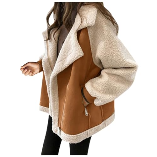 Generisch Chaqueta de cuero para mujer, chaqueta gruesa de invierno para mujer, chaqueta de piel forrada para mujer, abrigo de piel para mujer, forro interior, cuello de piel, abrigo de invierno con