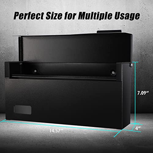 Image of xydled Wall Mount Mailboxes for Outside, Steel Hanging Metal Mail Box,Black | Textured Modern Post Box Package Drop Box for Outdoor House Home, ideal for magazines and mail storage, 14.56''x7.1''x4''