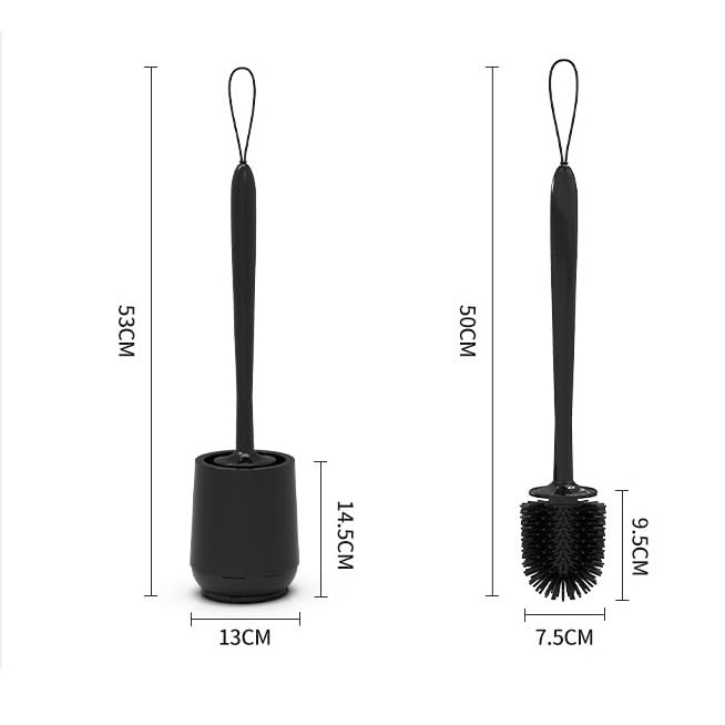 Escobillero y Portaescobillas Juego de escobilla baño con Base for la Limpieza Diaria del hogar Limpieza Profunda(Negro)