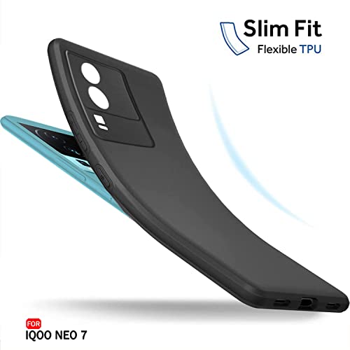 Image of TheGiftKart Sleek Back Cover Case for iQOO Neo 7 / Neo 7 Pro 5G (Slim Fit Protective Design | Ultra Matte Finish | Camera Protection Bump | Soft Silicon Back Cover Case | TPU | Black)