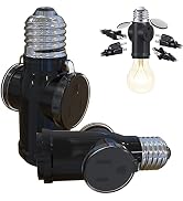 2 Pcs Luntak 3 Prong Light Socket to Plug Adapter, E26 Light Socket Outlet Outdoor, Light Bulb to...
