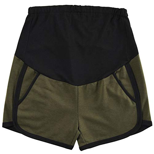 Maternity Summer Shorts Cotton Lounge Pregnancy Short Pants Full Panel Green XXL