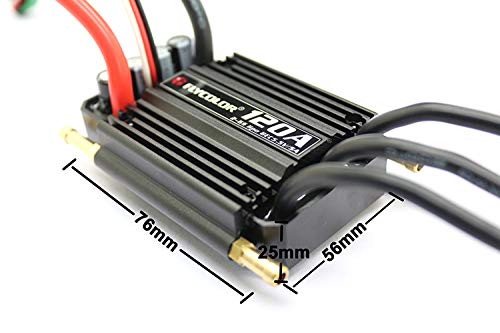FLYCOLOR 50A/70A/90A/120A/150A Brushless ESC Speed Controller Support 2-6S BEC 5.5V/5A for Model Ship RC Boat (120A)