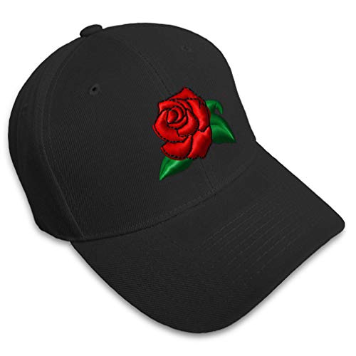 Custom Baseball Cap Rose Flower A Embroidery Flowers and Plants Acrylic Dad Hats for Men & Women Black Design Only