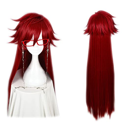 Uearlid Grell Sutcliff red Long Straight Fashion Party Anime Cosplay Costume Christmas Halloween Wig Cosplay Anime Wig Coser