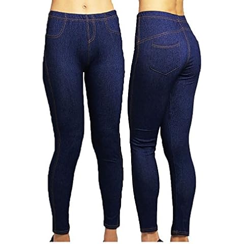 RIDDLEDWITHSTYLE Women Stretchy Denim Look Skinny Jegging#(Blue Denim Jeans Jegging#UK 16#Womens) Cover
