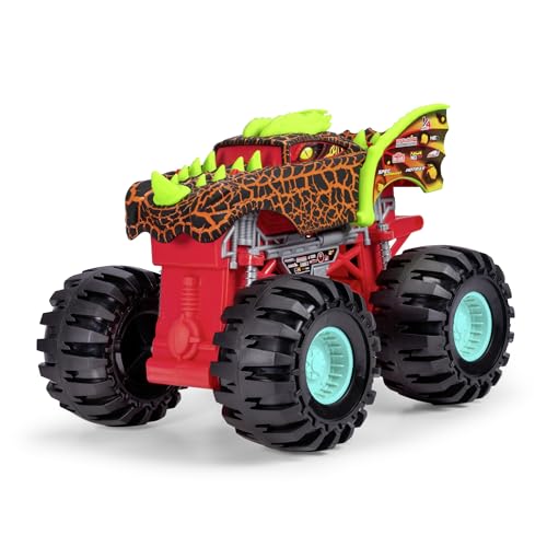 Dickie Toys - Dragon Monster Truck Auto (38,5 cm) - extra-großer Drachen-Monstertruck ab 3 Jahre mit coolen Effekten, Spielzeugauto für Kinder mit Freilauf & Federung, inkl. Plattform