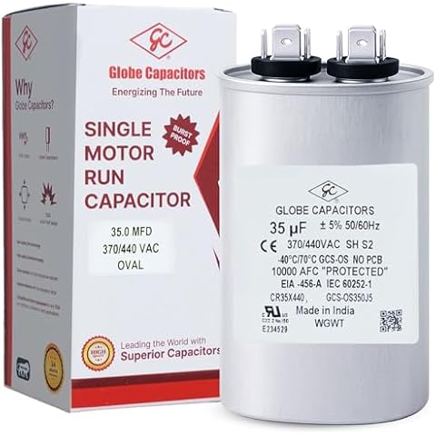 Globe Capacitor 35mfd 370/440V Oval CBB65 Motor Run Cover