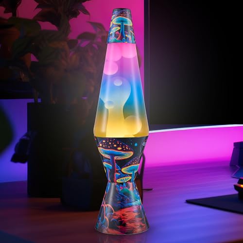 Image of Lava The Original Lamp - 14.5 inch Trippy Shrooms - Classic Liquid Motion Lamp - Tri-Colored Globe and Black Base - Item #2361 (Amazon Exclusive)