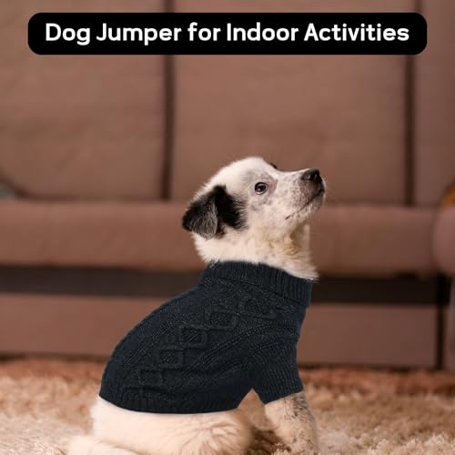 Hjumarayan Hundepullover - Schlicht & Elegant Pullover Hund, Warme Hundepullover Mittelgroße Hunde mit Geschirrloch für Leine, Schöner Hundepulli mit Beinen für Französische Bulldogge (Schwarz M)