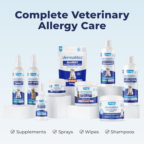 Vetnique Dermabliss Dog Face Wipes - Medicated Chlorhexidine Wipes for Dogs with Wrinkles, French Bulldog, English Bulldog Dog Grooming Wipes Cleaning & Deodorizing Dog Wipes 60ct
