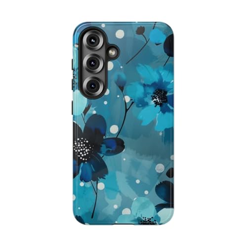 Coque Samsung S25 rigide anti rayure fleur bleue chic