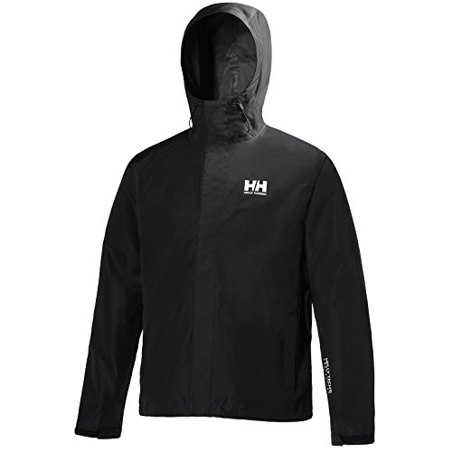 Helly-Hansen Men's Seven J Waterproof Windproof Breathable Rain Coat Jacket, 992 Black, Large